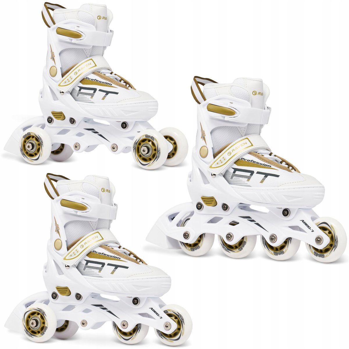 raven profession 3 in 1 inline skates rolschaatsen wit goud 38 42