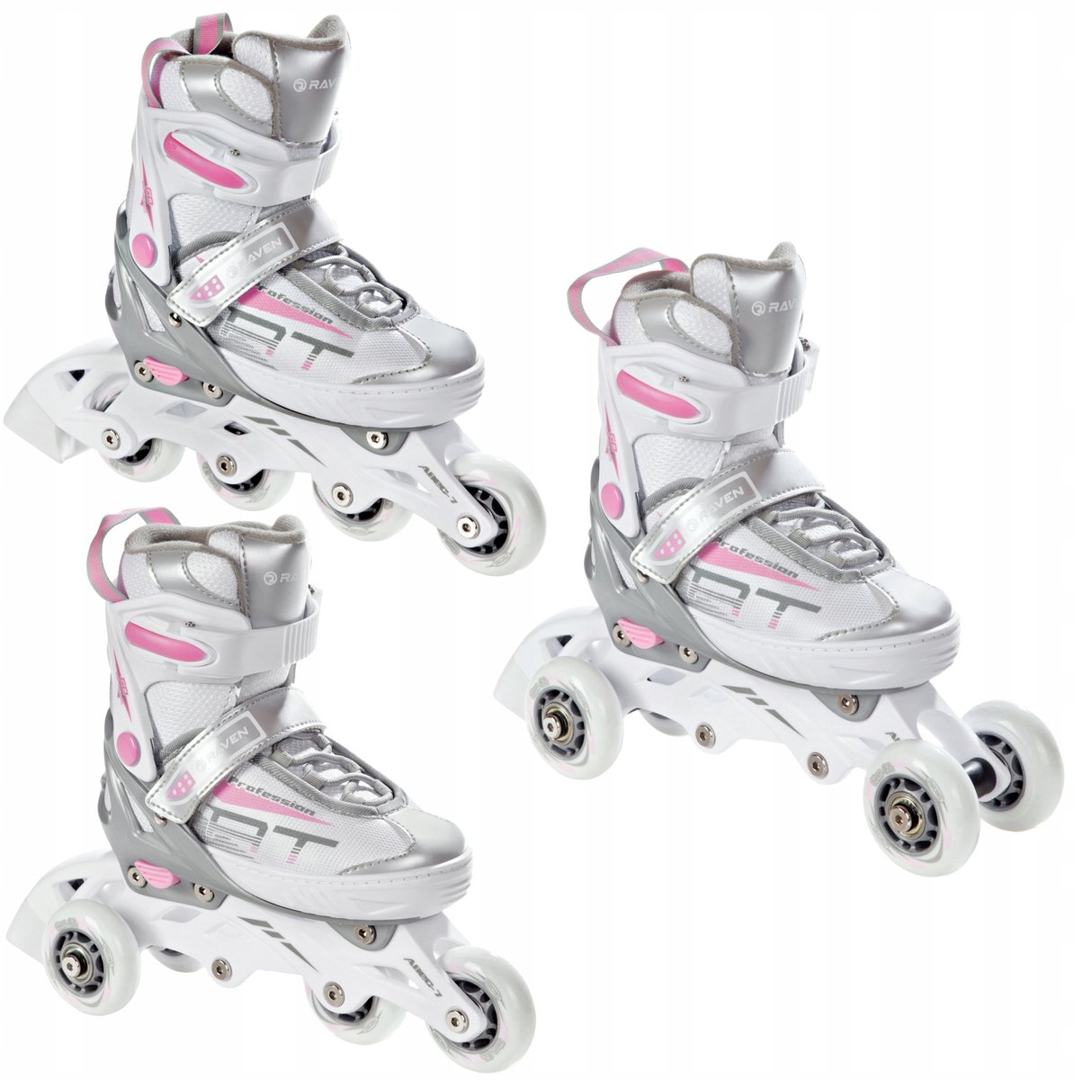 raven profession 3 in 1 inline skates wit roze maat 38 42