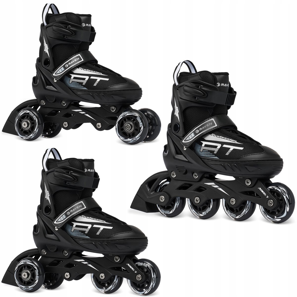 raven profession 3 in 1 skates roller skates zwart maat 31 35