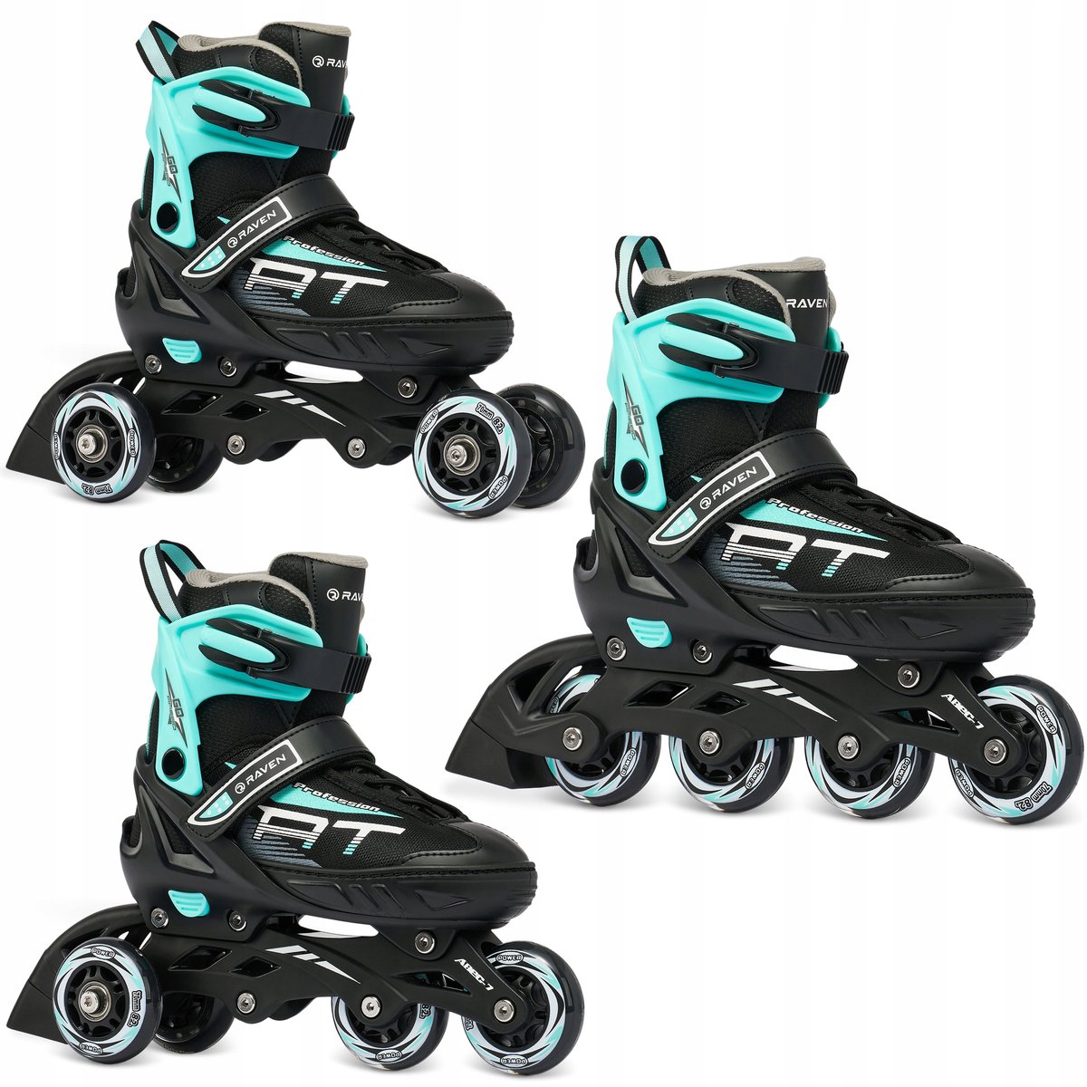 raven profession 3 in 1 skates zwart mint maat 35 39