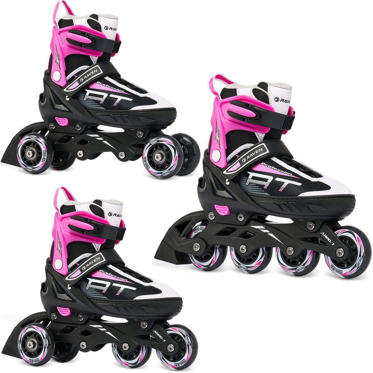 raven profession 3 in 1 skates zwart roze maat 35 39