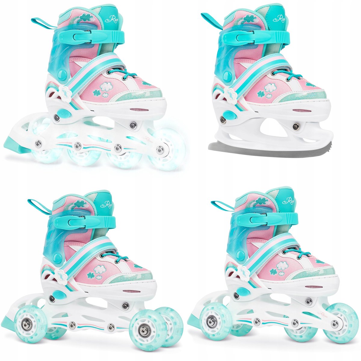 Raven Zoya 4-in-1 Kinderschaatsen/Schaatsen - Verstelbaar 27-30, LED Wielen Rolschaatsen kopen online