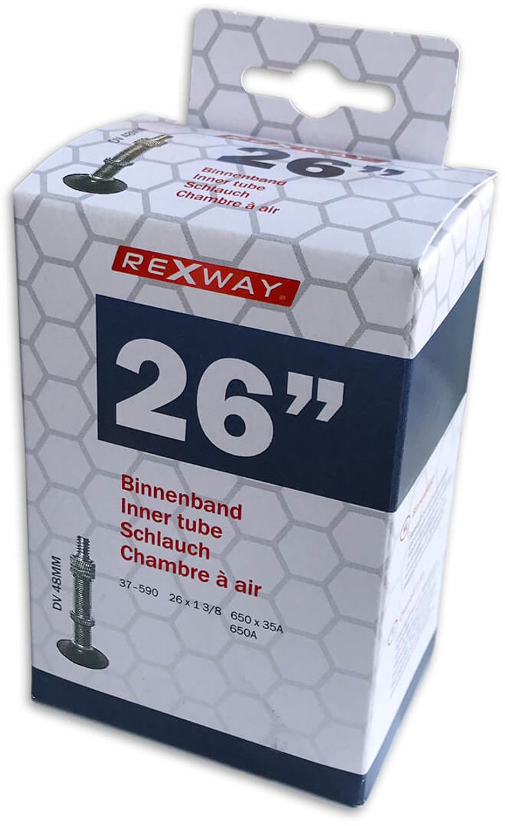 Rexway Fiets Binnenband 26 Inch (37-590) Dunlop / Hollands / Blitz Ventiel 48 mm | Zwart Fiets kopen online