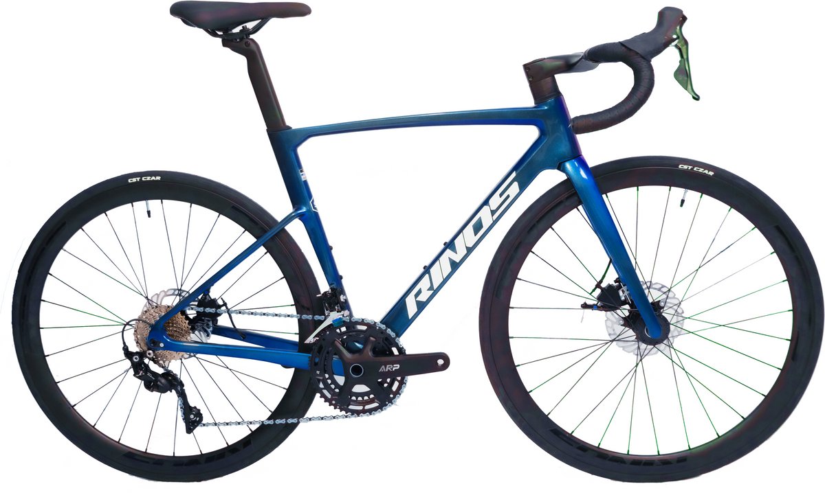 rinos odin3 carbon road racefiets met shimano 105 st r7000 22 versnellingen en schijfremmen lichte fiets voor dames en heren 700 x 40c kameleon blauw paars xl 58