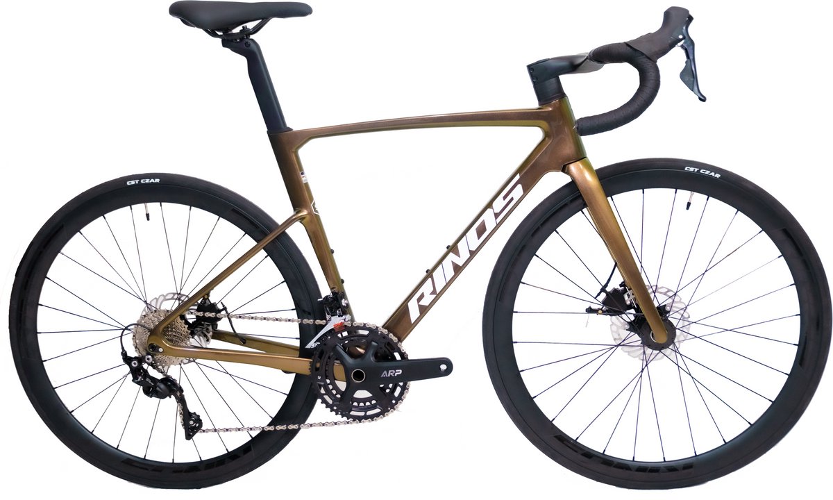 rinos odin3 carbon road racefiets met shimano 105 st r7000 22 versnellingen en schijfremmen lichte fiets voor dames en heren 700 x 40c kameleon goud groent l 56