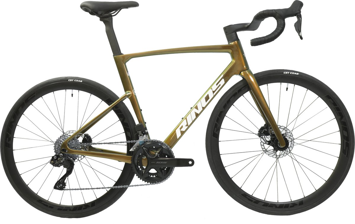 rinos odin6 0 carbon road racefiets met shimano di2 24 versnellingen en schijfremmen lichte fiets voor dames en heren 700 x 40c kameleon goud groen m