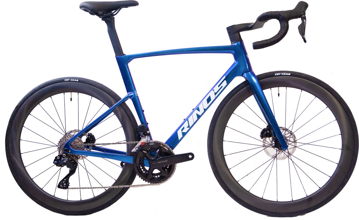 rinos odin6 1 carbon road racefiets met shimano 105 di2 24 versnellingen en schijfremmen lichte fiets voor dames en heren wielen van koolstofvezel 700 x 40c kameleon blauw paar xs