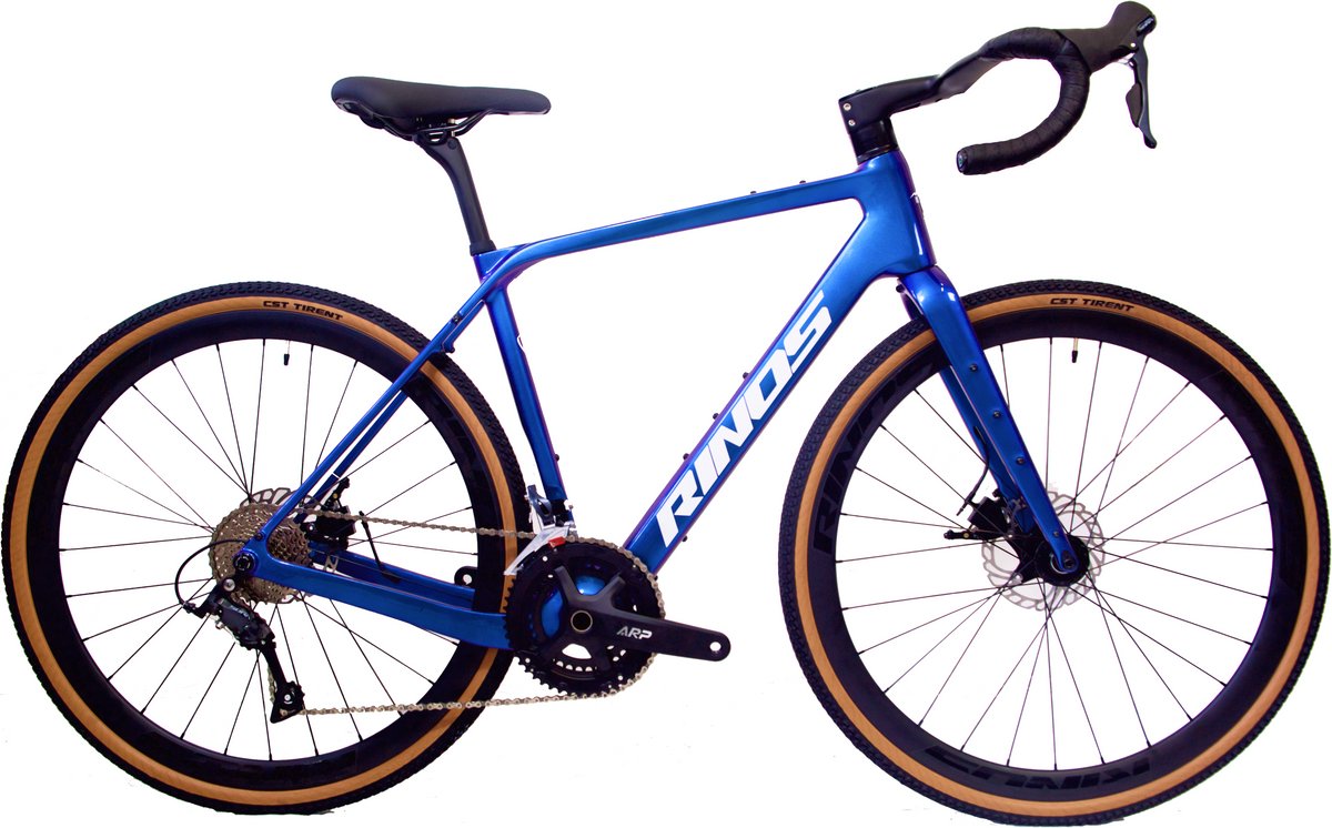Rinos Sandman 1.0 - Carbon Gravel Fietes - Gravel Bike - met Shimano SORA 18 versnellingen en schijfremmen - lichte fiets voor dames en heren - 700 x 40C - Kameleon Blauw-Paars M- 54 Fiets kopen online