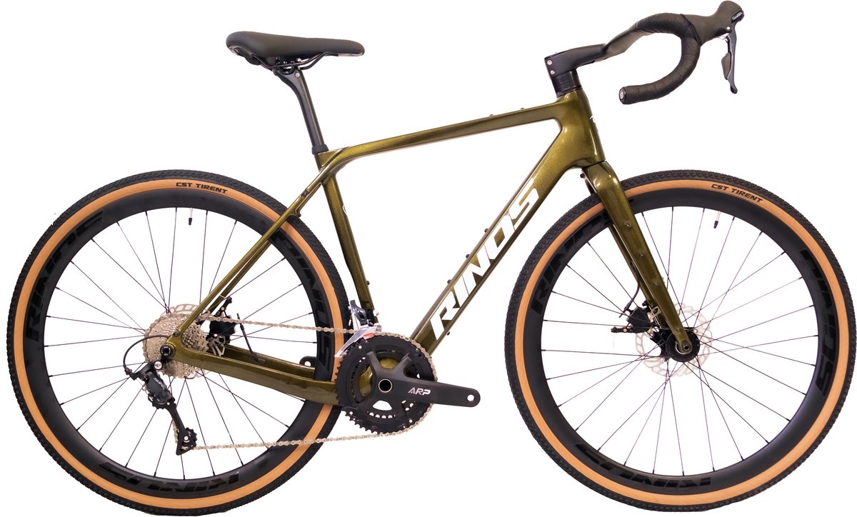 rinos sandman 1 0 carbon gravel fietes gravel bike met shimano sora 18 versnellingen en schijfremmen lichte fiets voor dames en heren 700 x 40c kameleon goud groen s 52