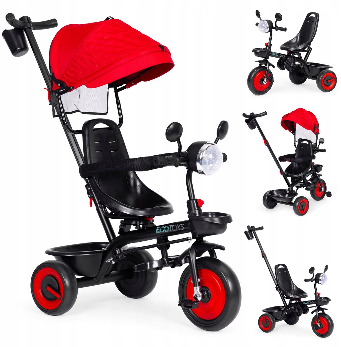 Rode Driewieler 3-in-1 met Draaibaar Zitting en Zonnekap Driewieler kopen online