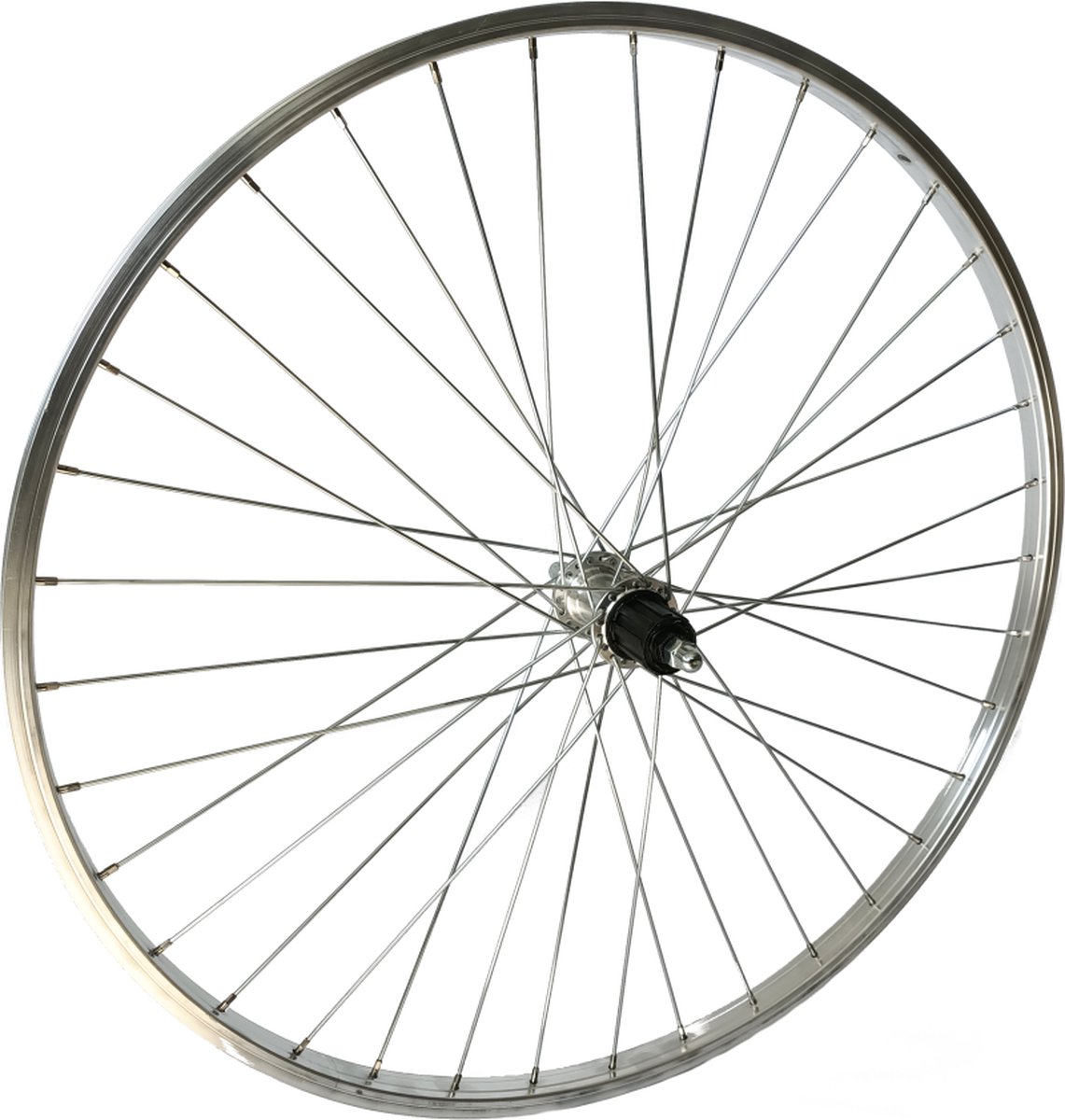 roland achterwiel 28 inch aluminium velg zilver vaste as 7 8 speed spaak 14