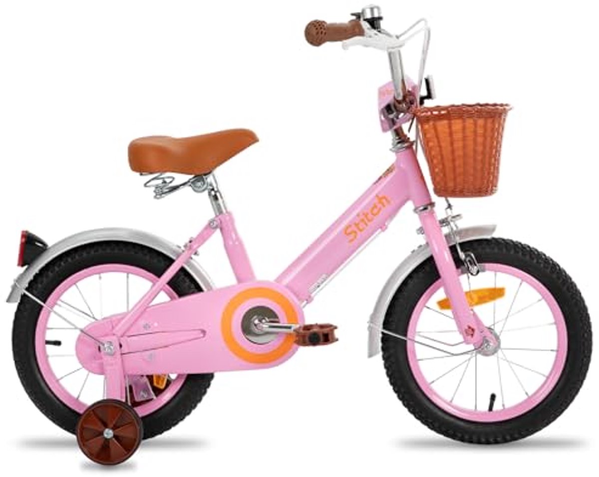 roze 12 inch kinderfiets voor meisjes van 2 4 jaar met voormand en steunwielen