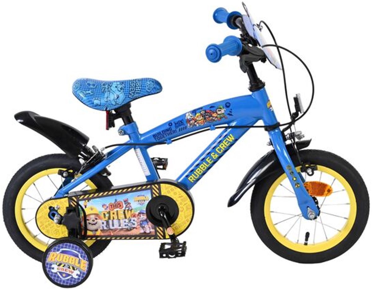 Rubble & Crew - Kinderfiets - Jongens - 12 inch - Blauw - Twee handremmen Kinderfiets kopen online