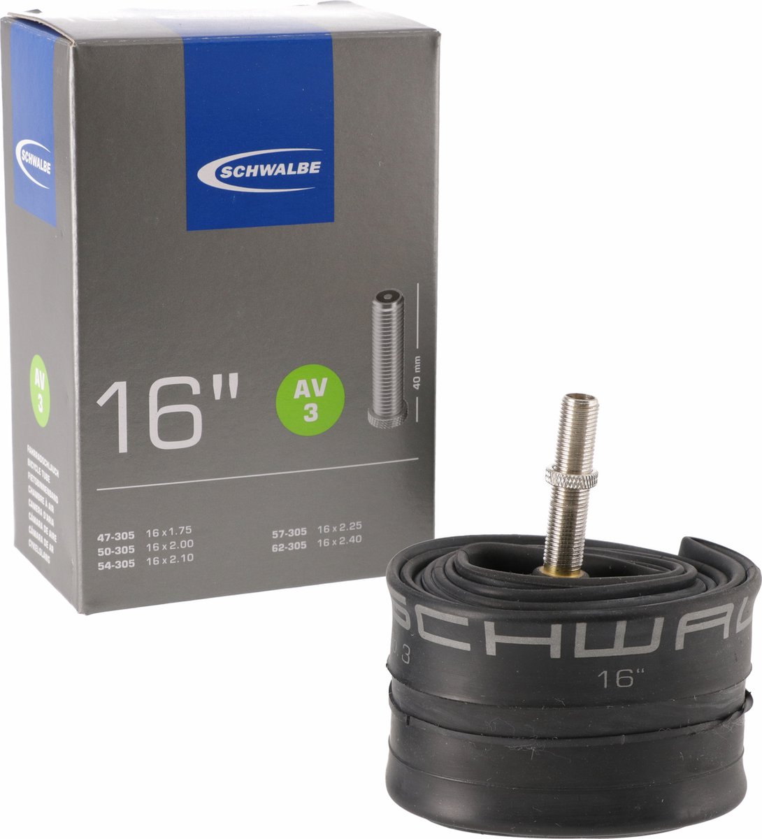 schwalbe binnenband fiets auto ventiel 40 mm 16 x 1 75 2 50