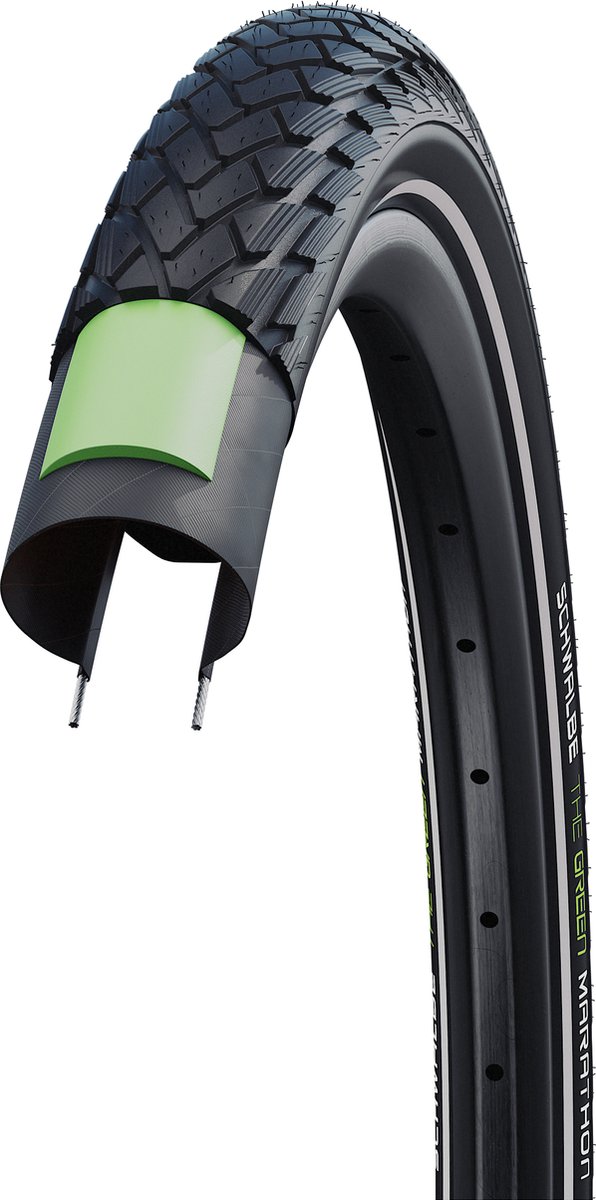 schwalbe buitenband green marathon 16x1 75 47 305 zwart reflecterend