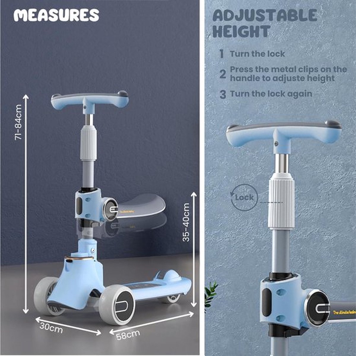 Scooter met Zitje voor Kinderen - Opvouwbaar, LED-verlichting, PU-wielen - 3-12 jaar - 4 Hoogtes - 50 kg Step kopen online