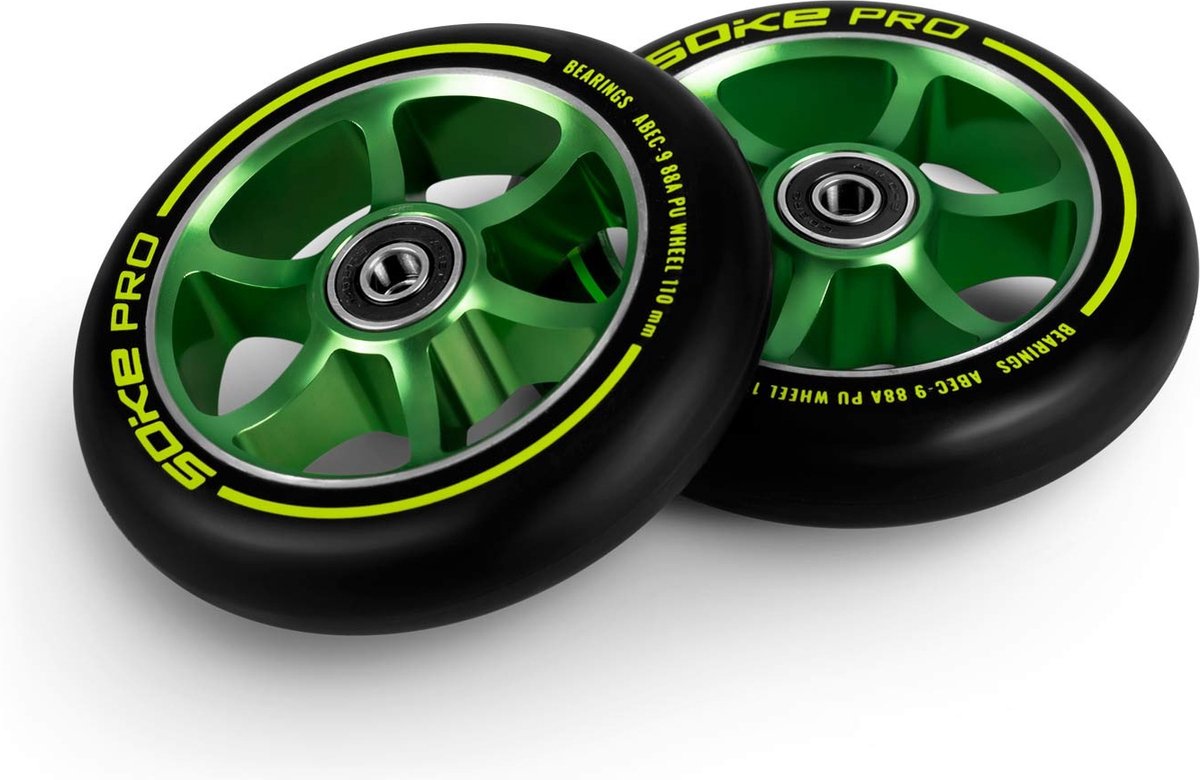 scooterwielen 110 mm groen 2 st