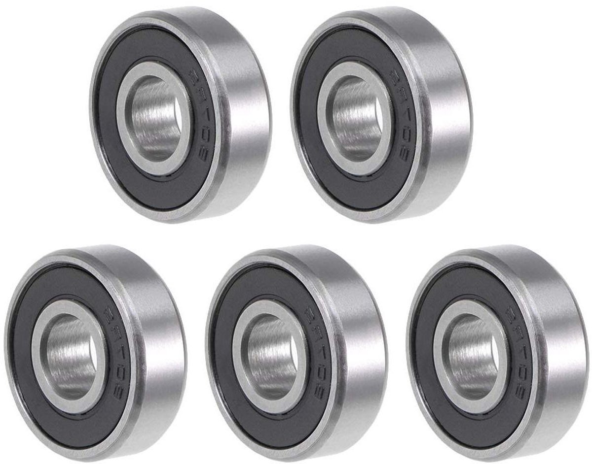 set van 5 abec 3 kogellagers 607 2rs voor skateboards en rollagers