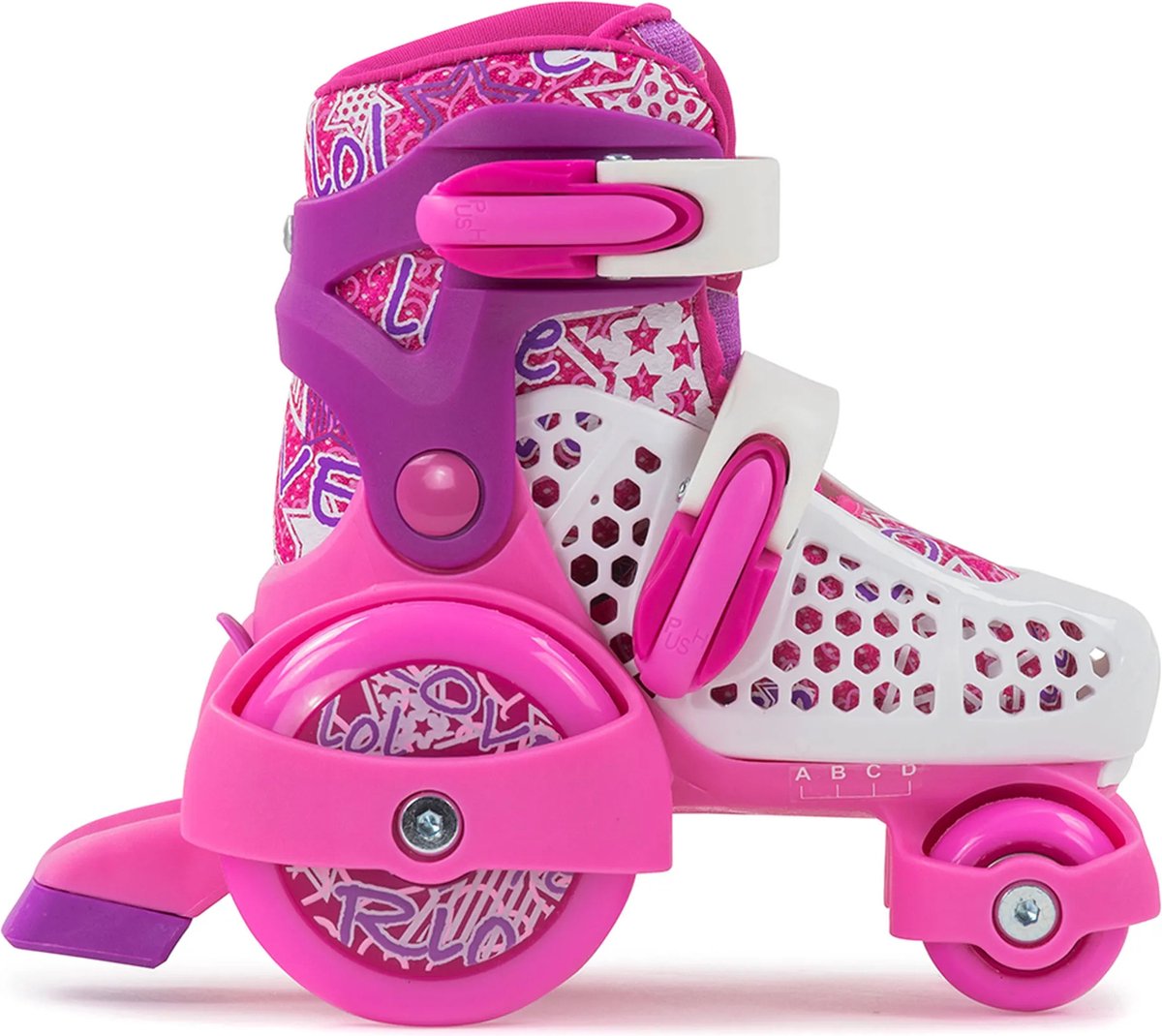 sfr rolschaatsen maat 28 32kinderen roze wit paars verstelbaar