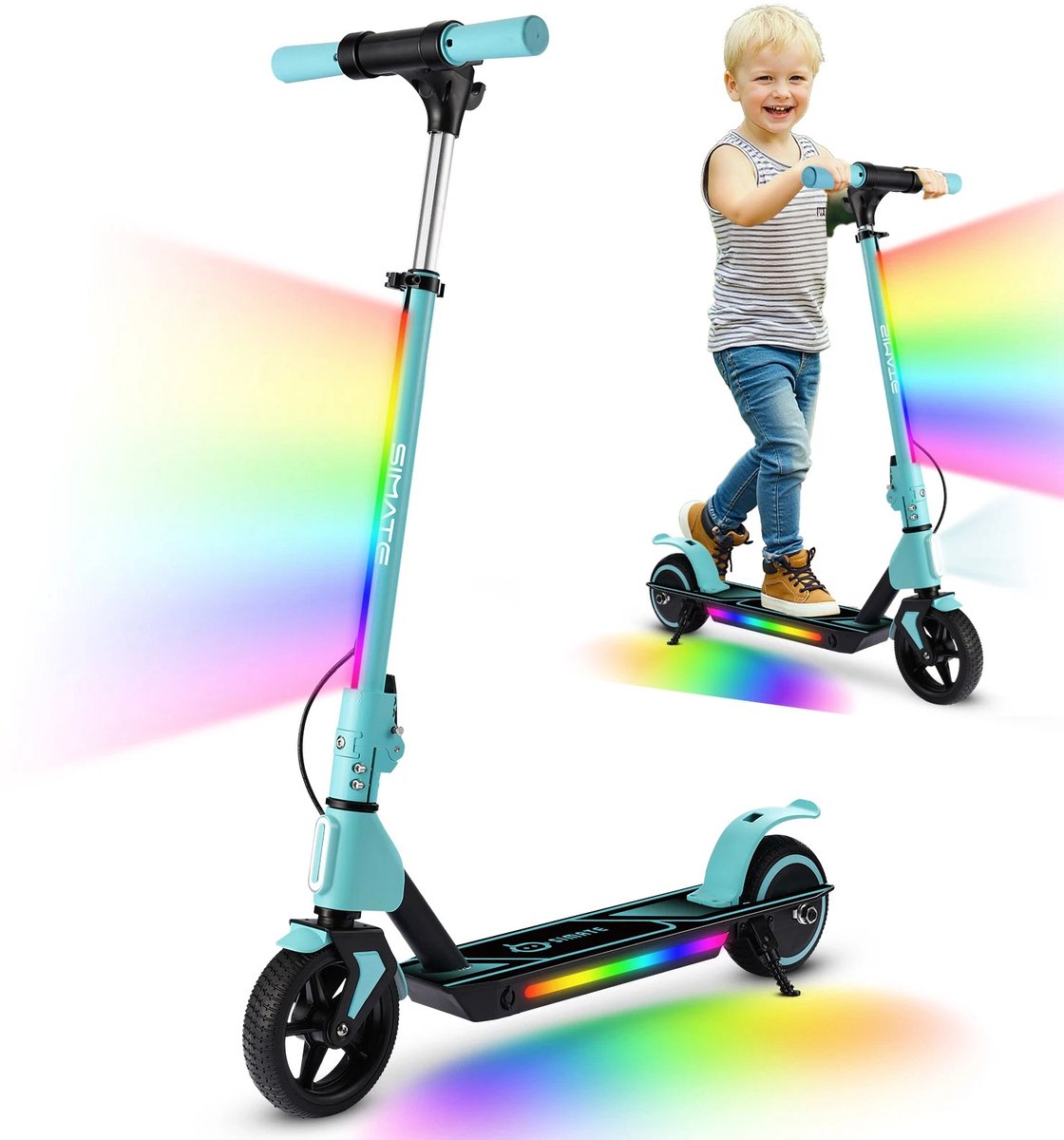 simate elektrische kinderstep 130w motor 14 km u opvouwbaar verstelbare hoogte voor kinderen 6 12 jaar 8 km bereik 6 5 wielen