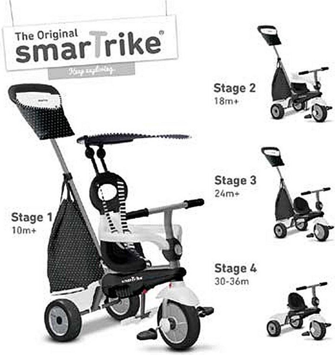 SmarTrike 4in1 Driewieler + Tas Zwart/Wit Driewieler kopen online
