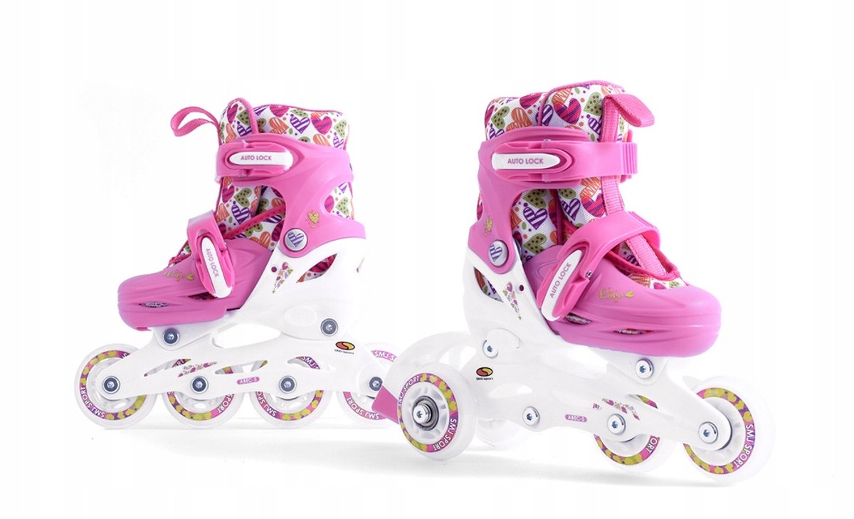 smj sport kinder schaatsen skeelers 2 in 1 maat 26 29 roze