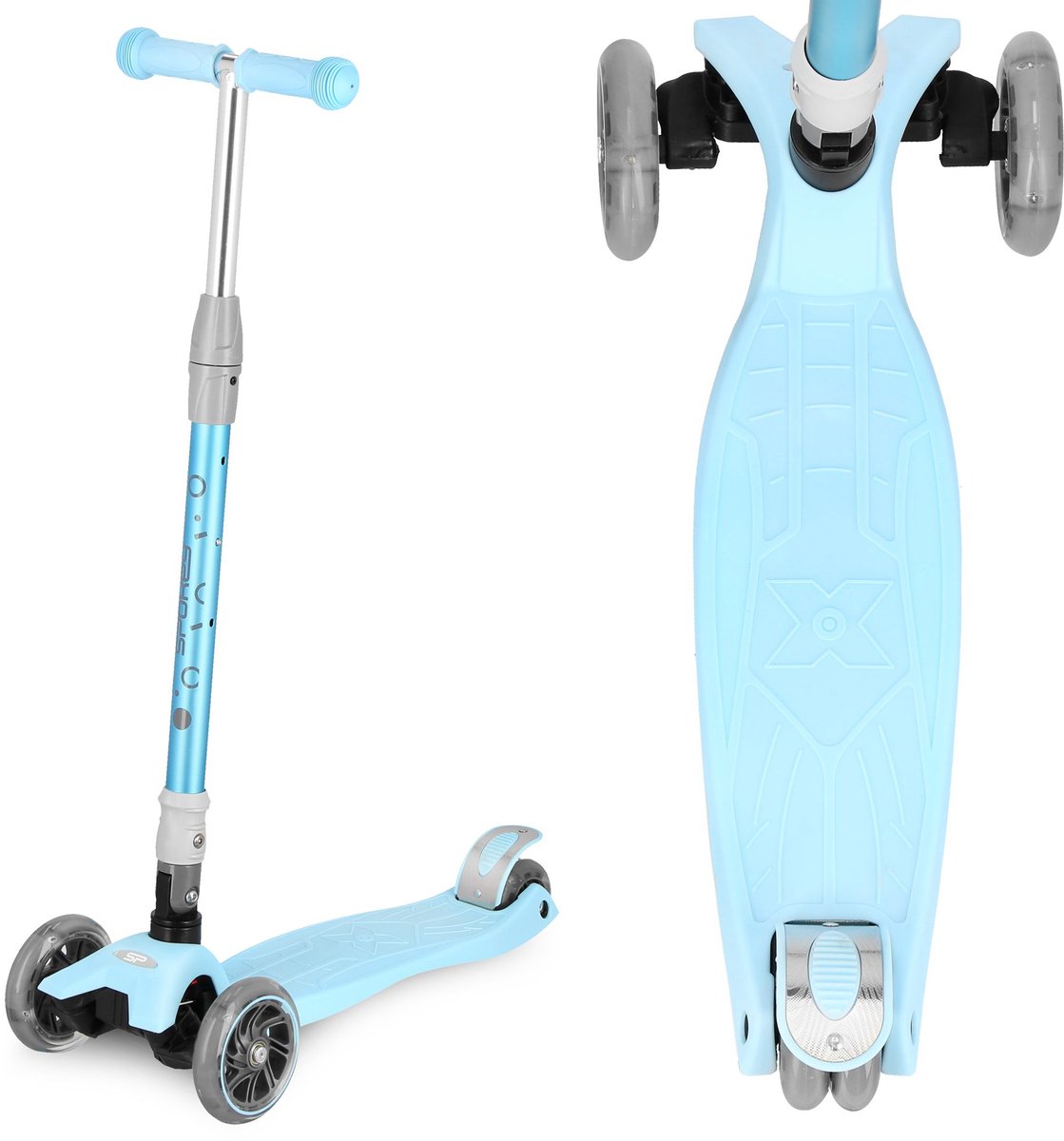 Spokey PLIER Kinderstep - Licht blauw - Verstelbare hoogte 68-75-81 cm - LED-verlichting - Maximaal gebruikersgewicht 50 kg Step kopen online