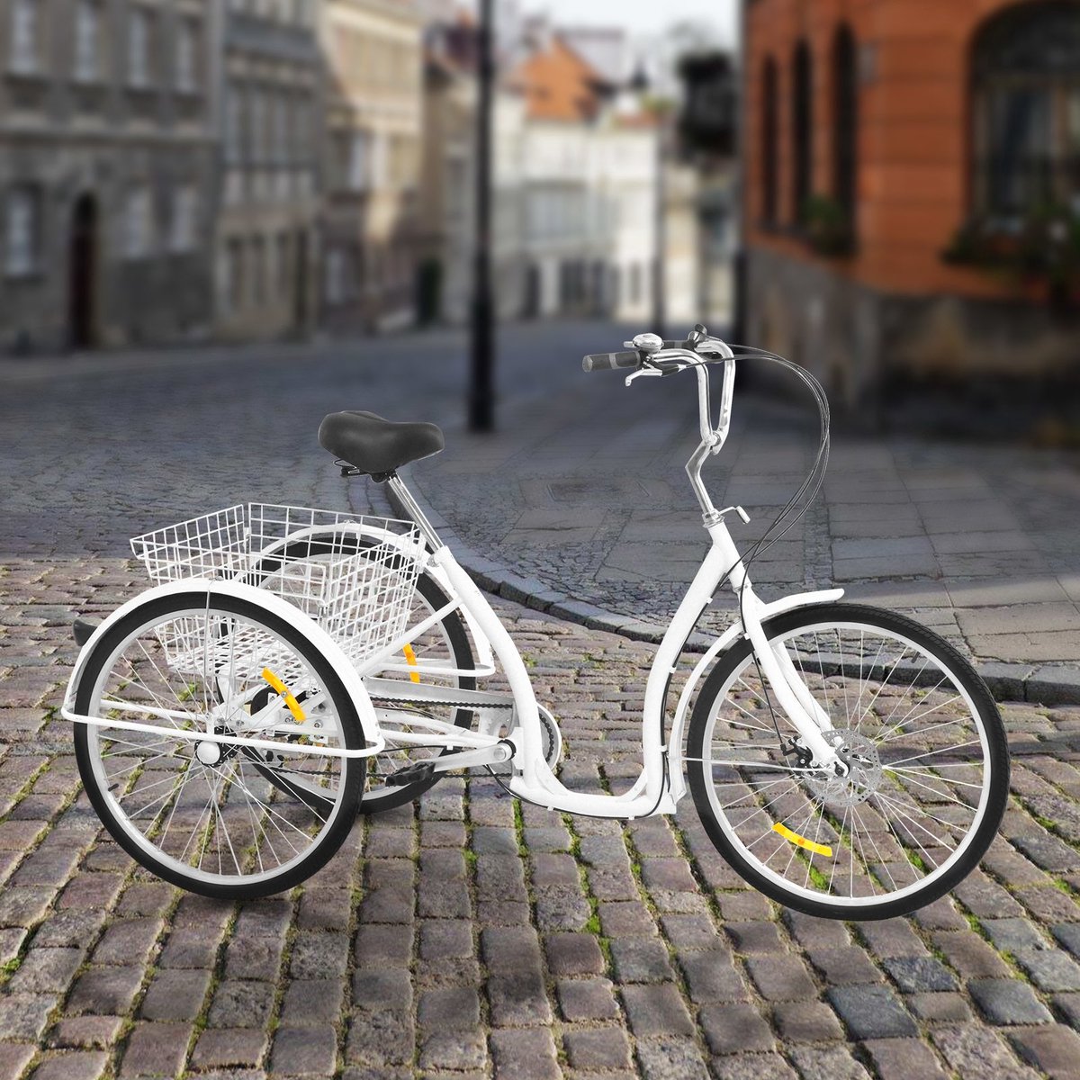 stadsfiets driewieler loopfiets comfortabele fiets stijlvolle tweewieler duurzame rijwiel 6 versnellingen robuust frame