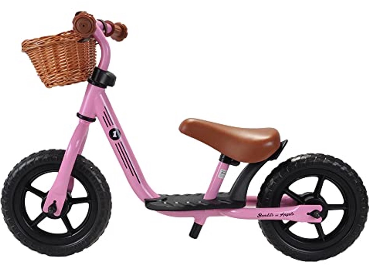 Stylish Balance Bike for Young Children with Adjustable Features and Wicker Basket Kinderfiets kopen online