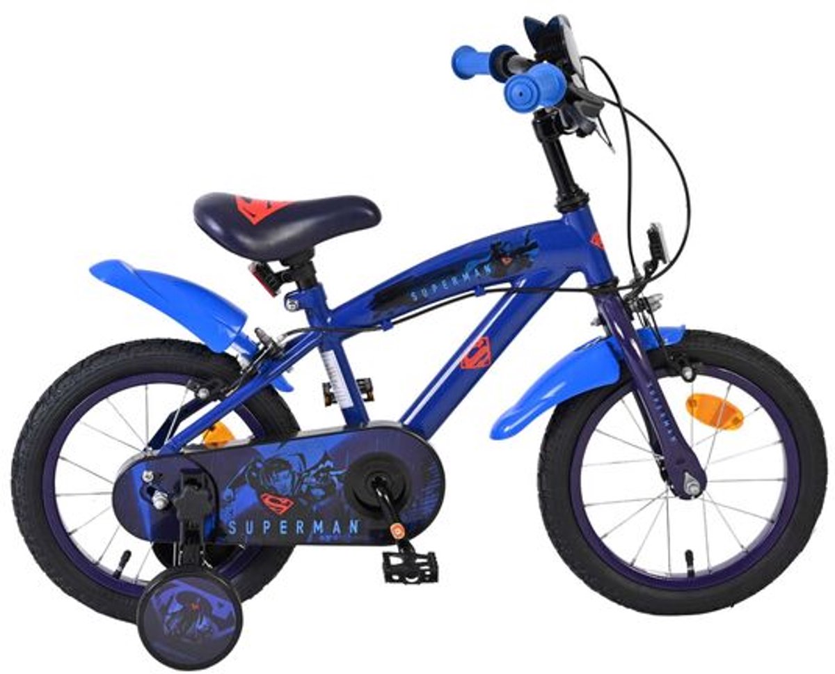 Superman Kinderfiets - Jongens - 14 inch - Blauw - Twee handremmen Kinderfiets kopen online