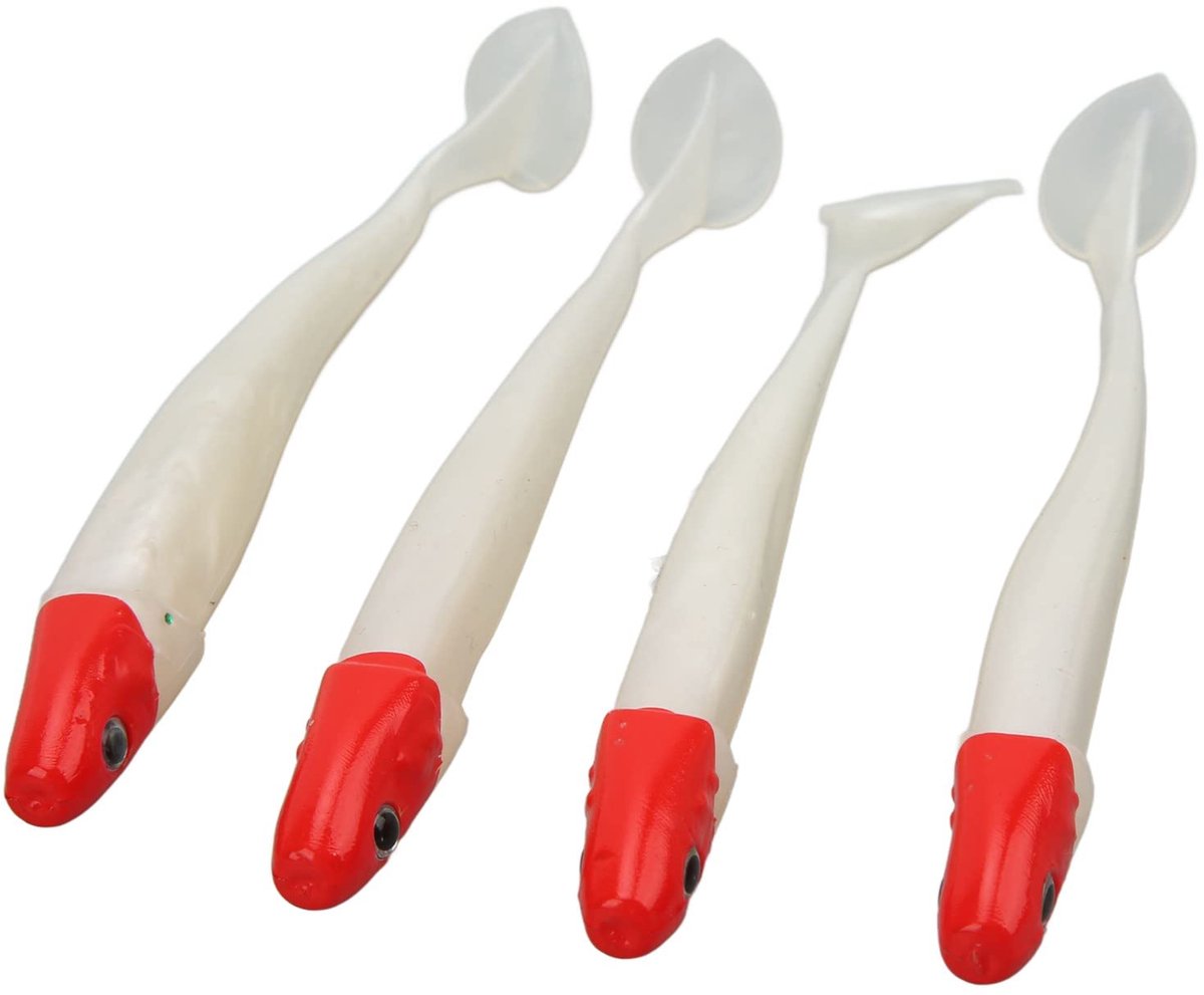 t tail lures soft silicone lures set of 4 lightweight lures for pond fishing red head white body