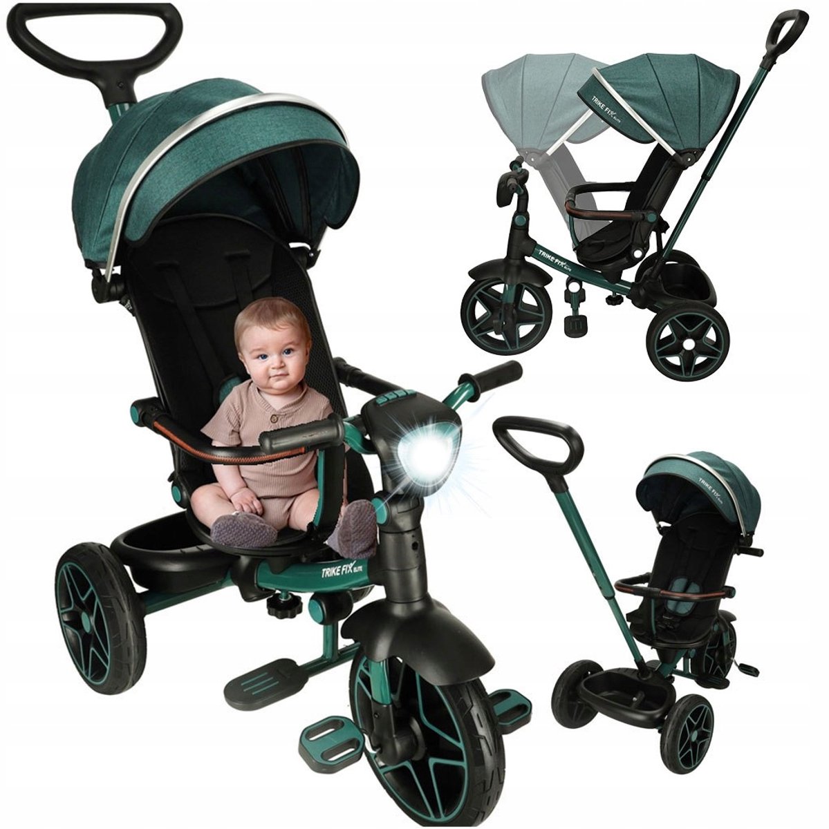 Trike Fix Elite Green Loopfiets 6-in-1 met Duwstang Driewieler kopen online