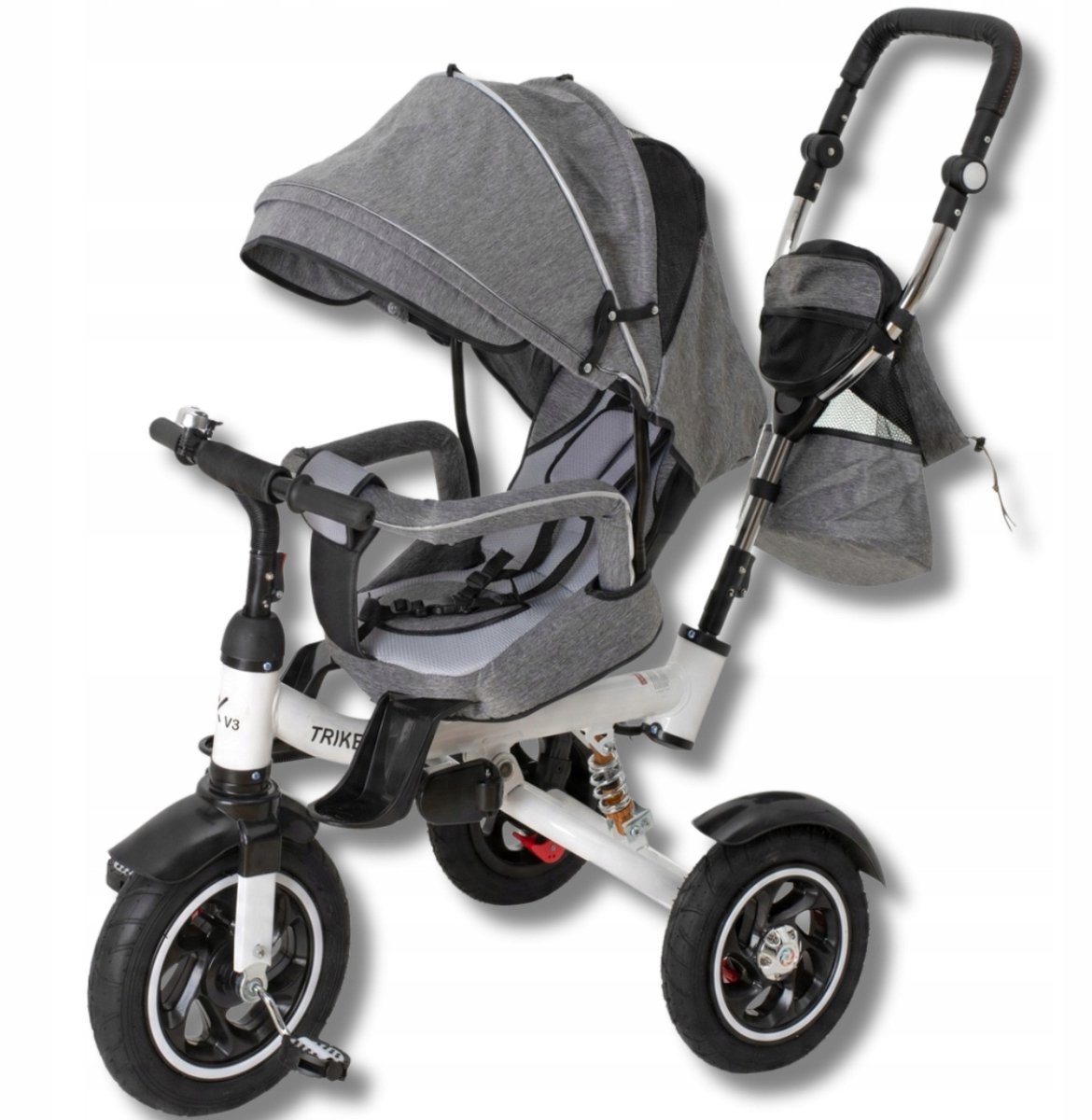 trike fix v3 driewieler kinderwagen 360 draaibaar grijs