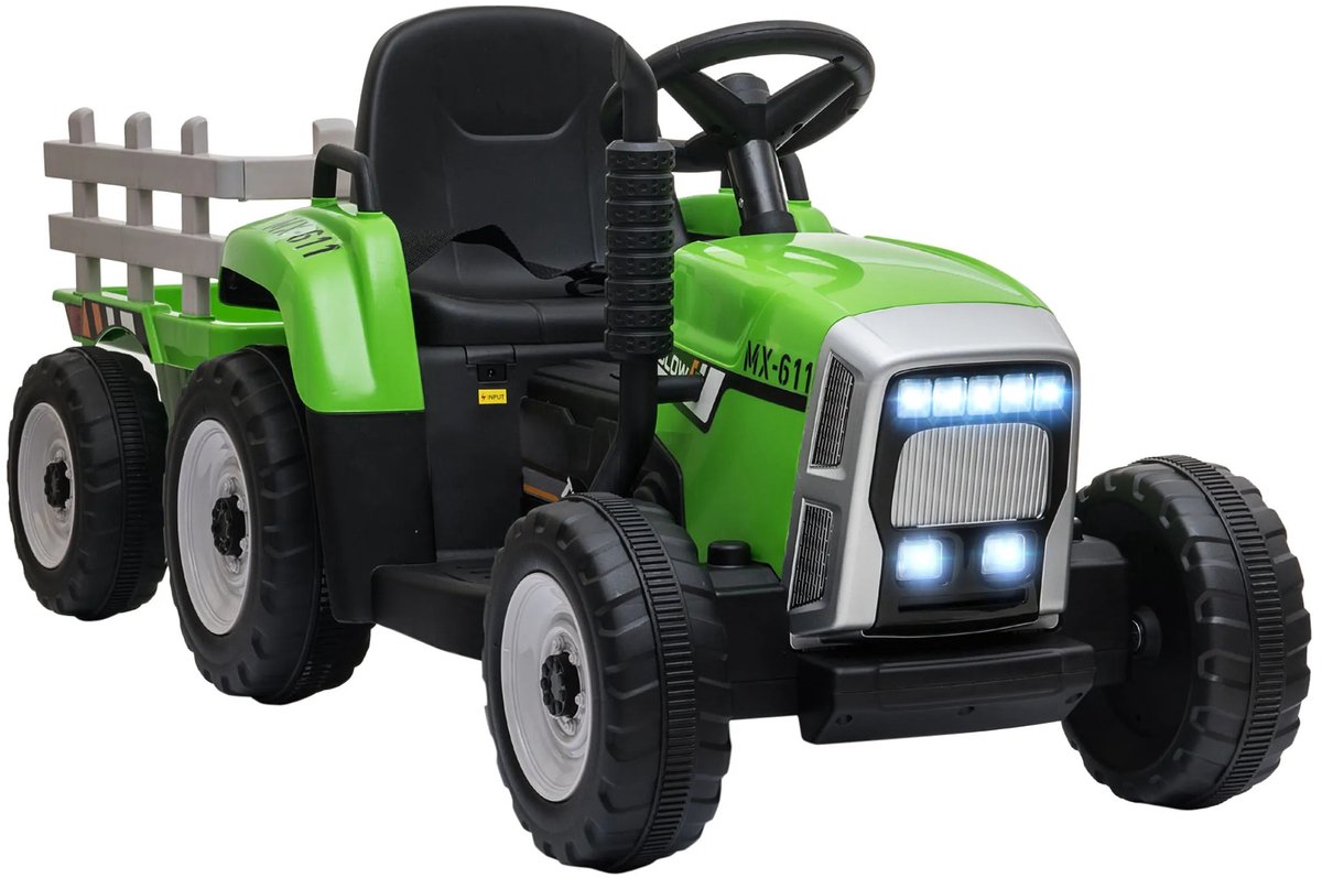 vedder house tractor voor kinderen elektrisch met aanhangwagen groen traktor met afstandsbediening kindertractor