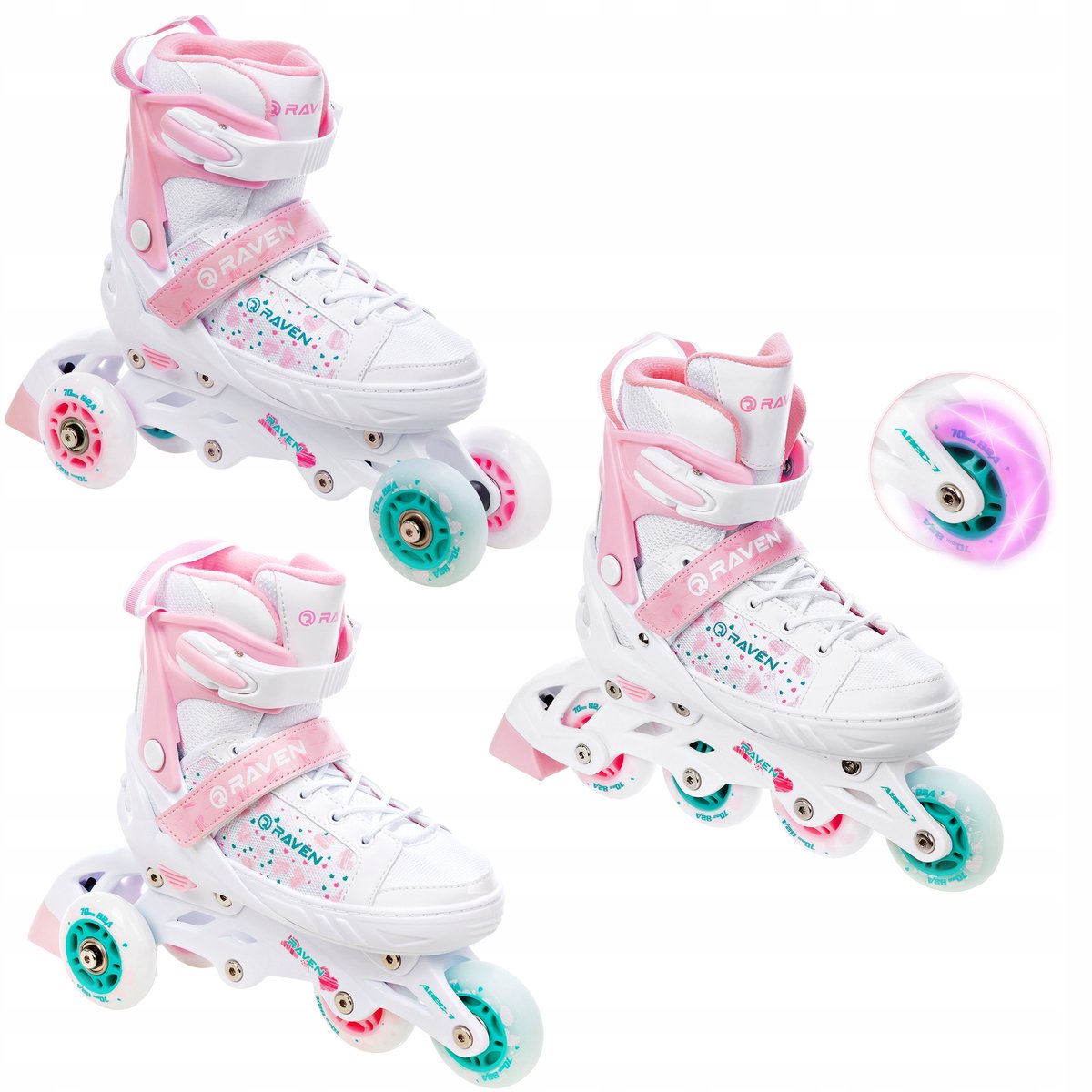 verstelbare 3 in 1 rollerblades raven rosi maat 35 39 met led wielen