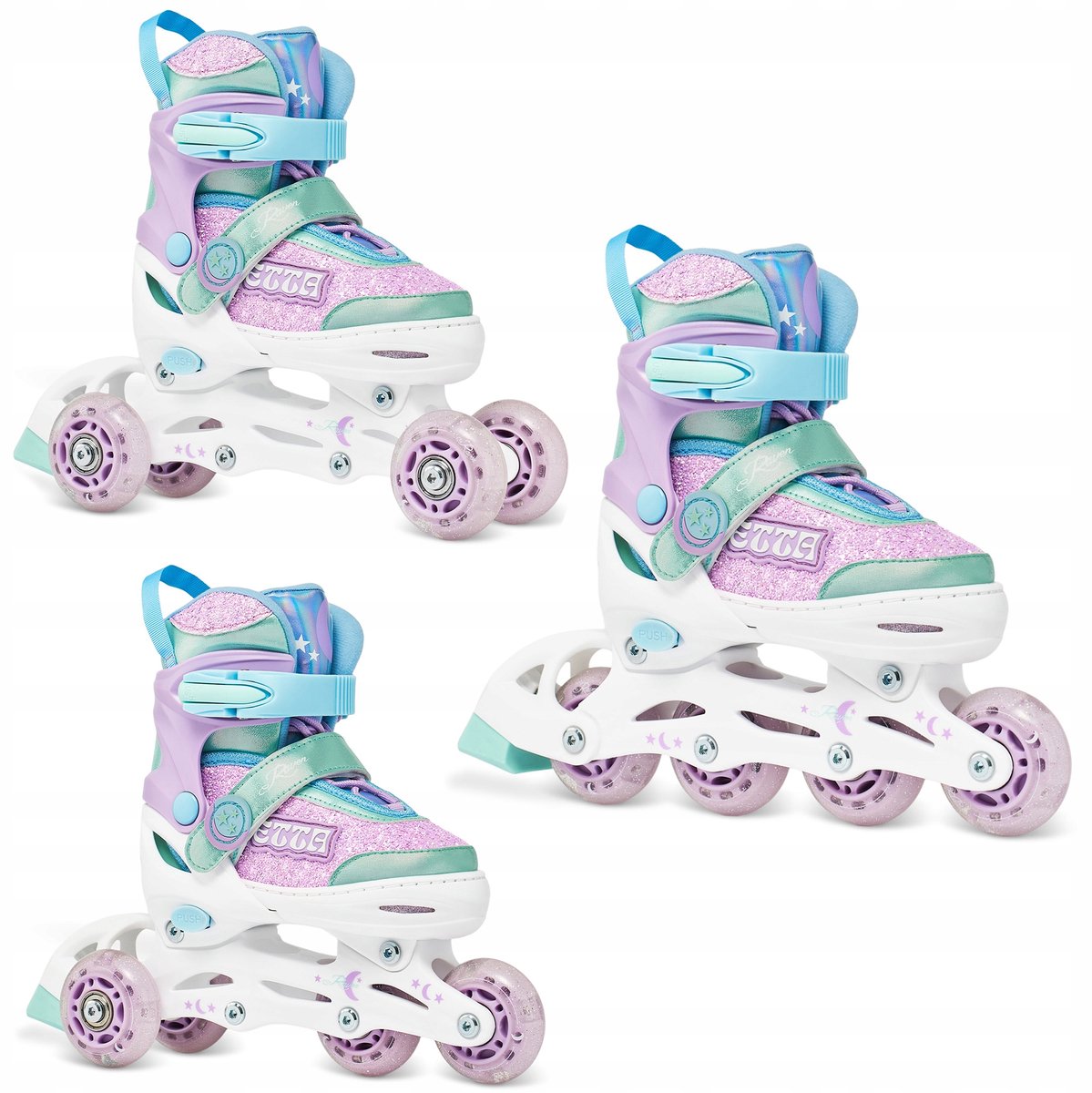 Verstelbare 3-in-1 skates RAVEN Etta Violet maat 30-33 met LED-wielen Rolschaatsen kopen online