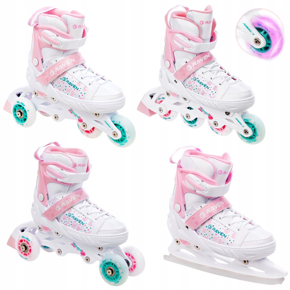 verstelbare kinderrolschaatsen raven rosi 28 32 met led wielen