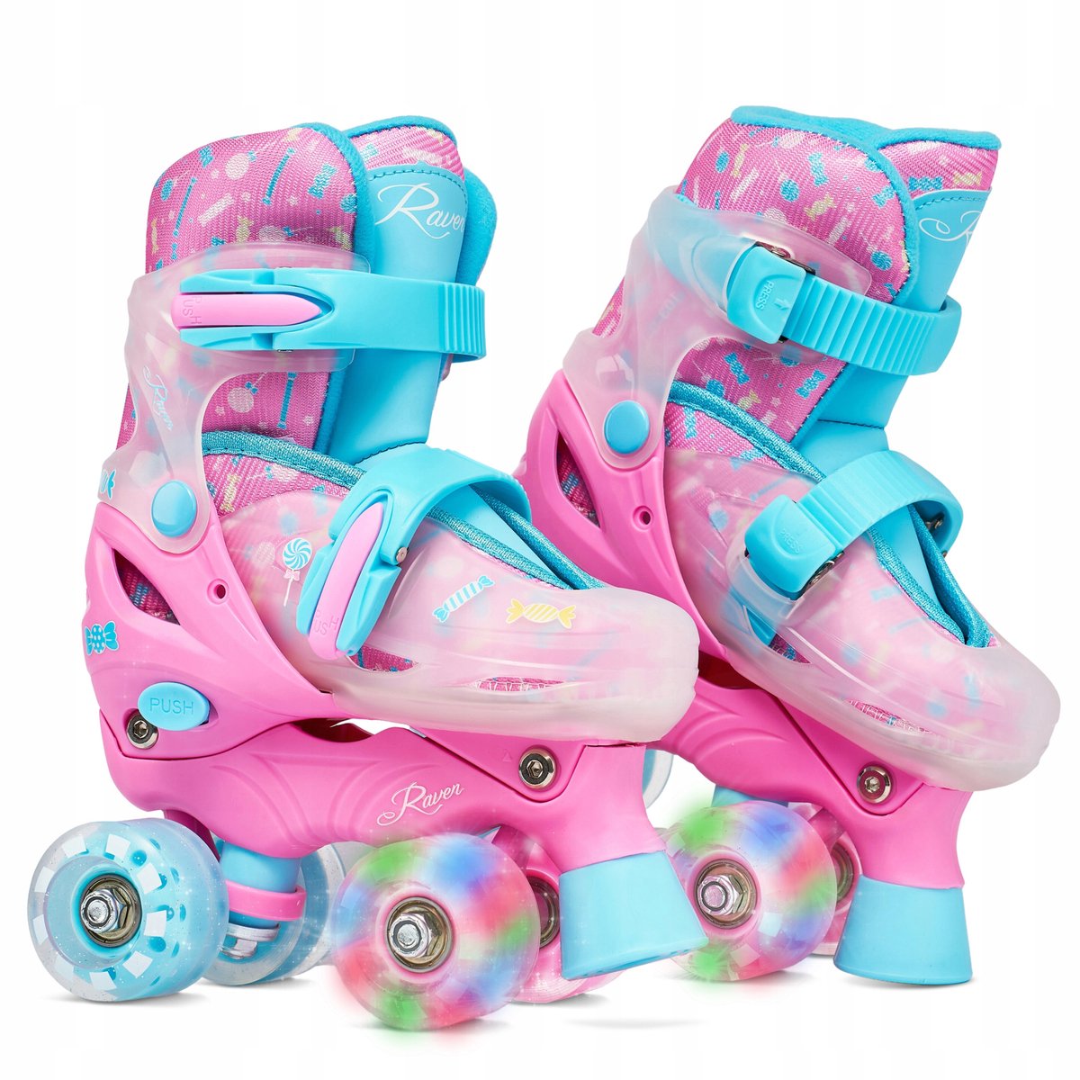 verstelbare wangen rolschaatsen raven caramell maat 27 30 met led wiel