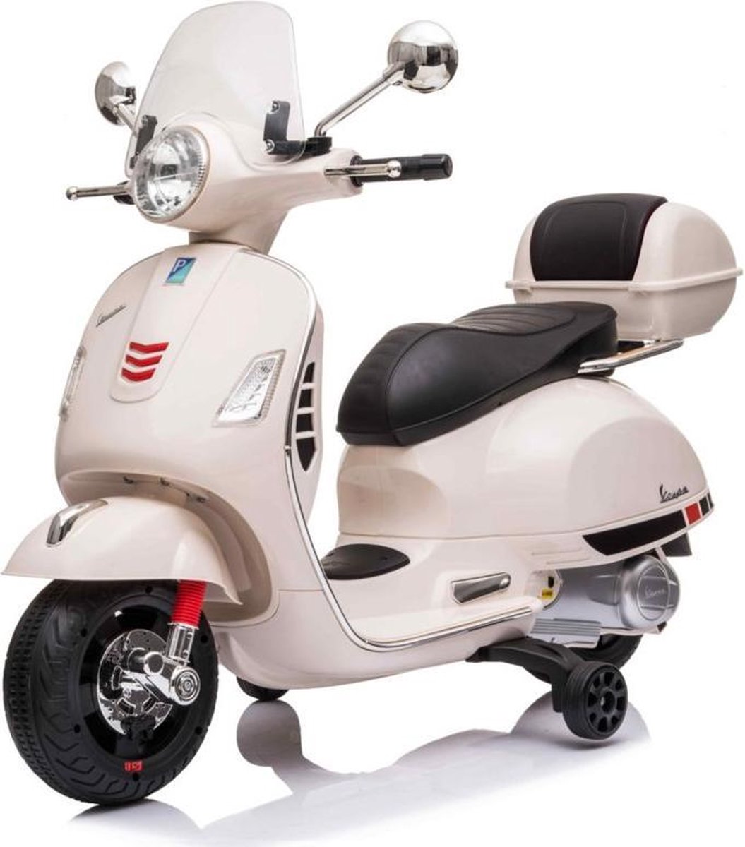 vespa gts elektrische kinderscooter wit vespa kindermotor wit muziek verlichting zijwieltjes