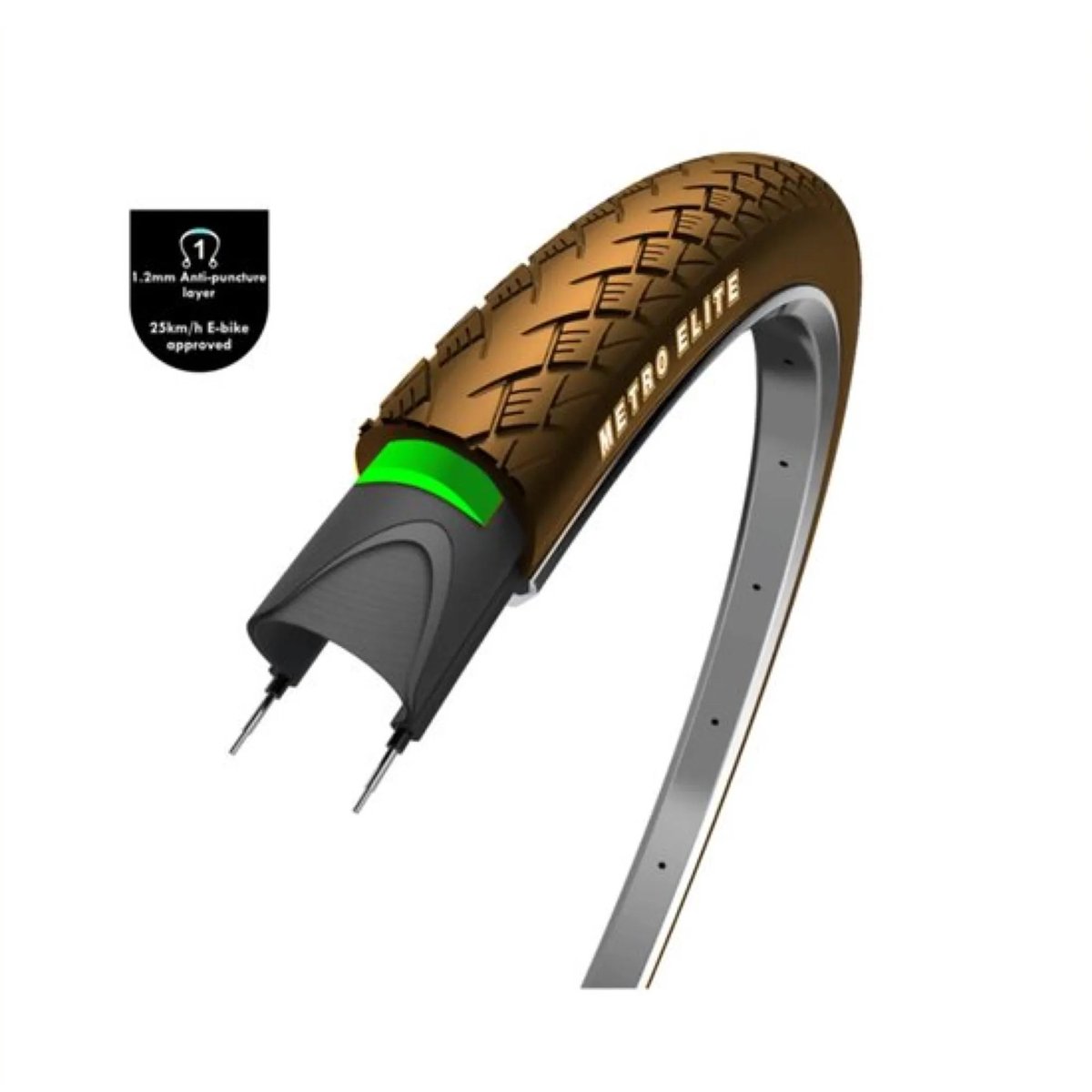 wolff fietsband bruin met reflectie 1mm anti leklaag 28x1 75 etrto 47 622