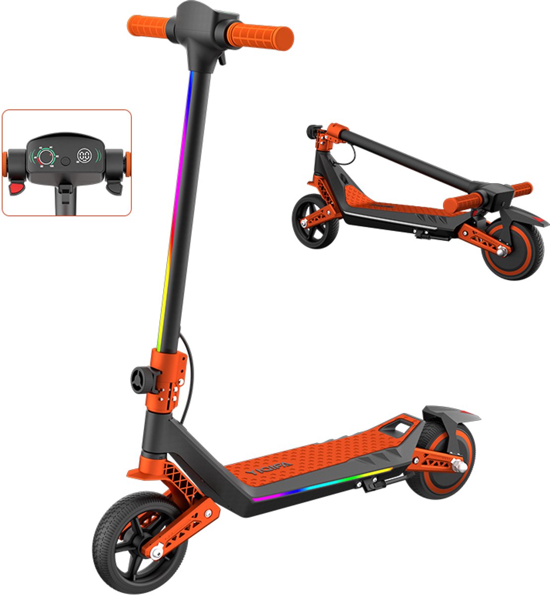 YIQIFA U8 Elektrische step kinderen – Inklapbaar – Verlichting - 16 km/u - Voor- & Achtervering - max 60 kg - Oranje Buitenspeelvoertuigaccessoire kopen online
