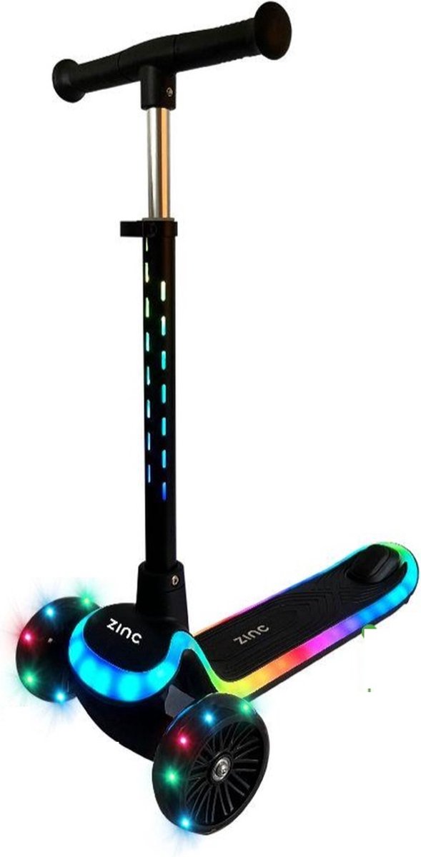 Zinc - 3-wielige opvouwbare scooter - Step - Zwart -Led lampjes in de wielen en stuur Step kopen online