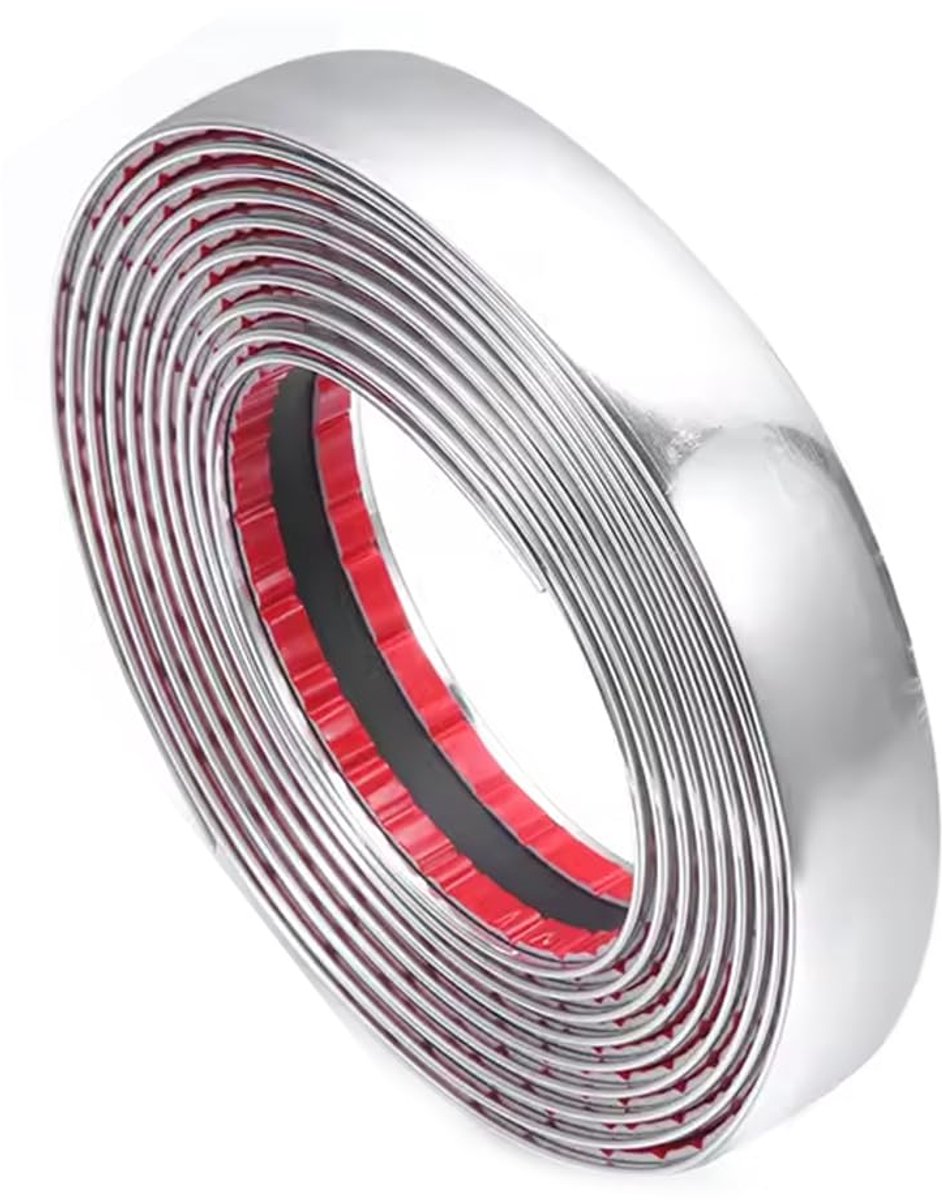 1 piece chrome car 8mm x 5m decorative strip chrome for the exterior decoration of silver windows windows Skateonderdeel kopen online