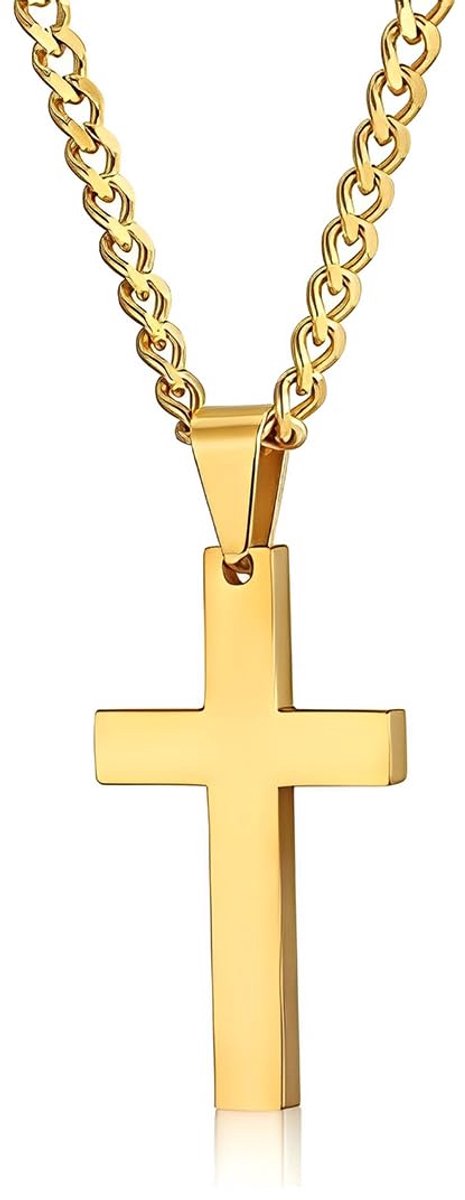 1 x stainless steel cross necklace for men and women gold