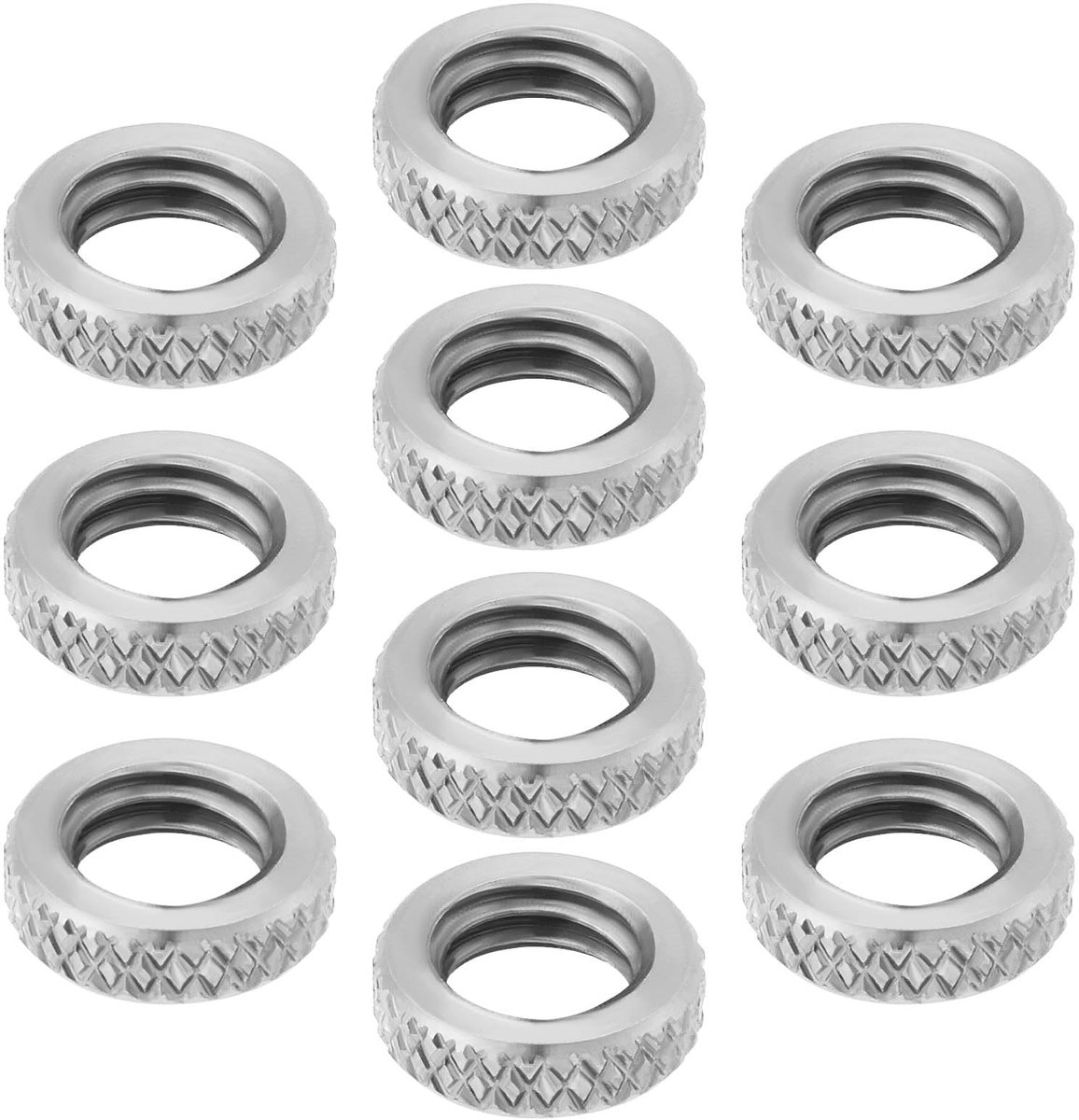 10pcs 304 stainless steel lock nuts 3 8 female thread knurled locking adjustment nuts compatible with bank stick bite alarm lock nuts outer diameter 14mm thick 4mm