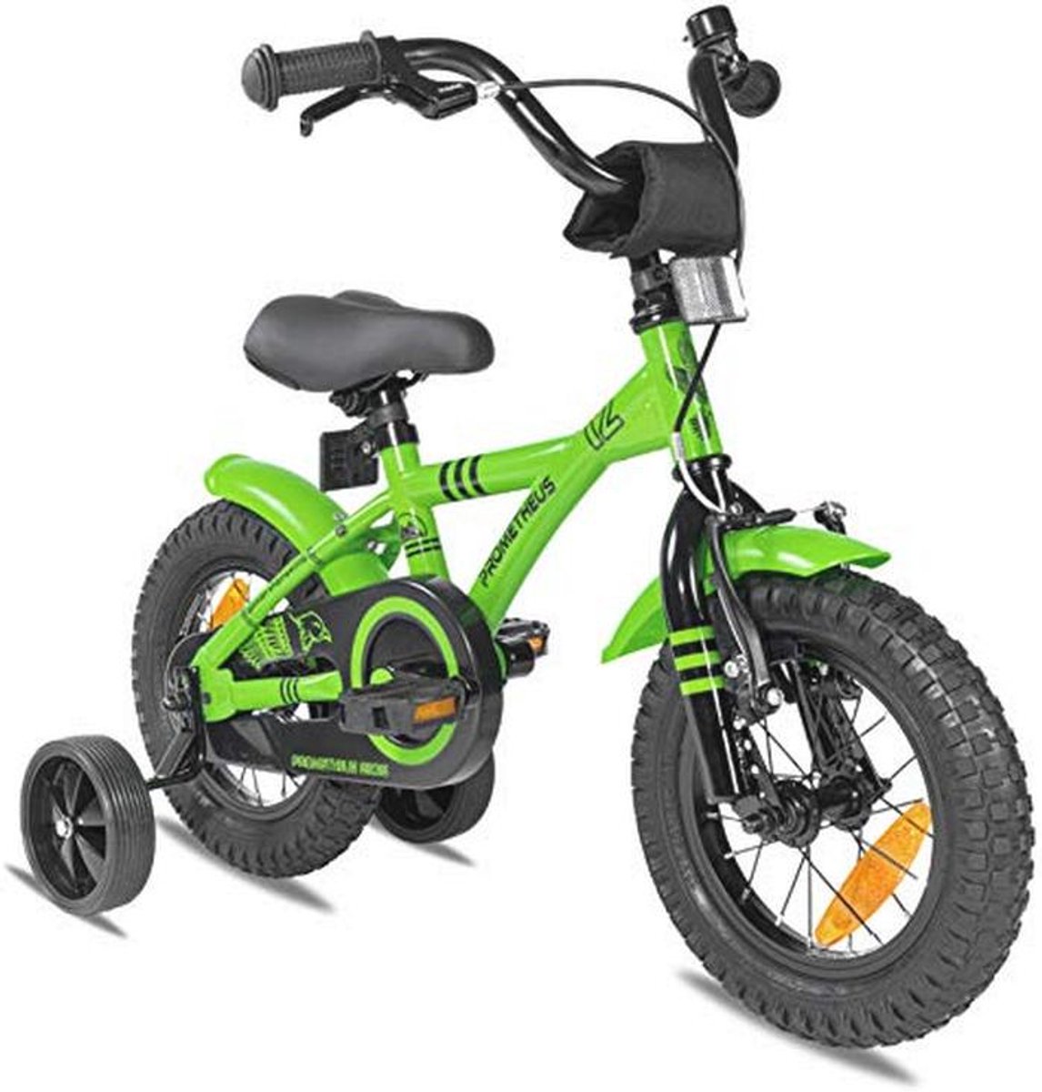 12 inch kinderfiets voor jongens en meisjes met zijwieltjes groen bmx voor kinderen van 3 jaar
