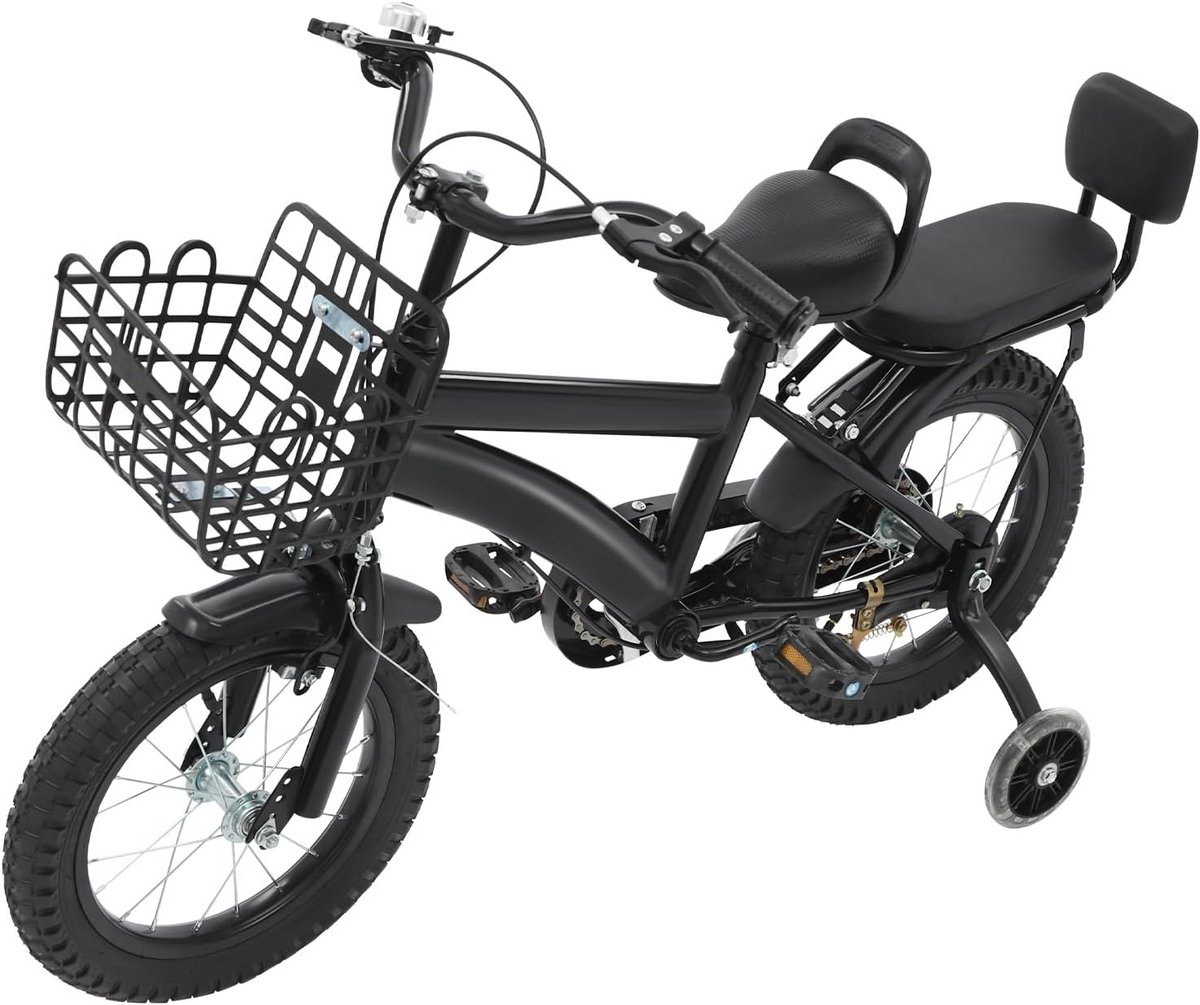14 inch kinderfiets met zijwieltjes mandje en terugtraprem voor jongens en meisjes