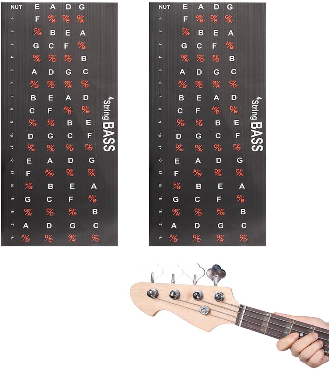 2 sheets of paper stickers for bass guitar keys note labels self adhesive for bass keys