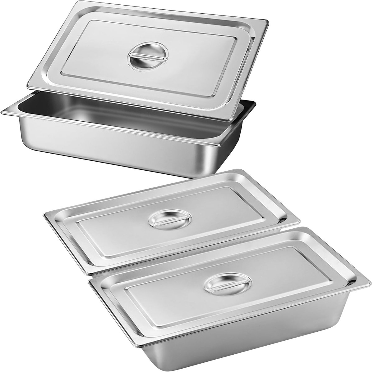 3 stuks gastronormbakken roestvrij staal paneerschalenset met deksel paneerweg rechthoekig 32 5 x 17 5 x 6 5 cm container voor de keuken stapelbare paneerset voor marineren van vlees