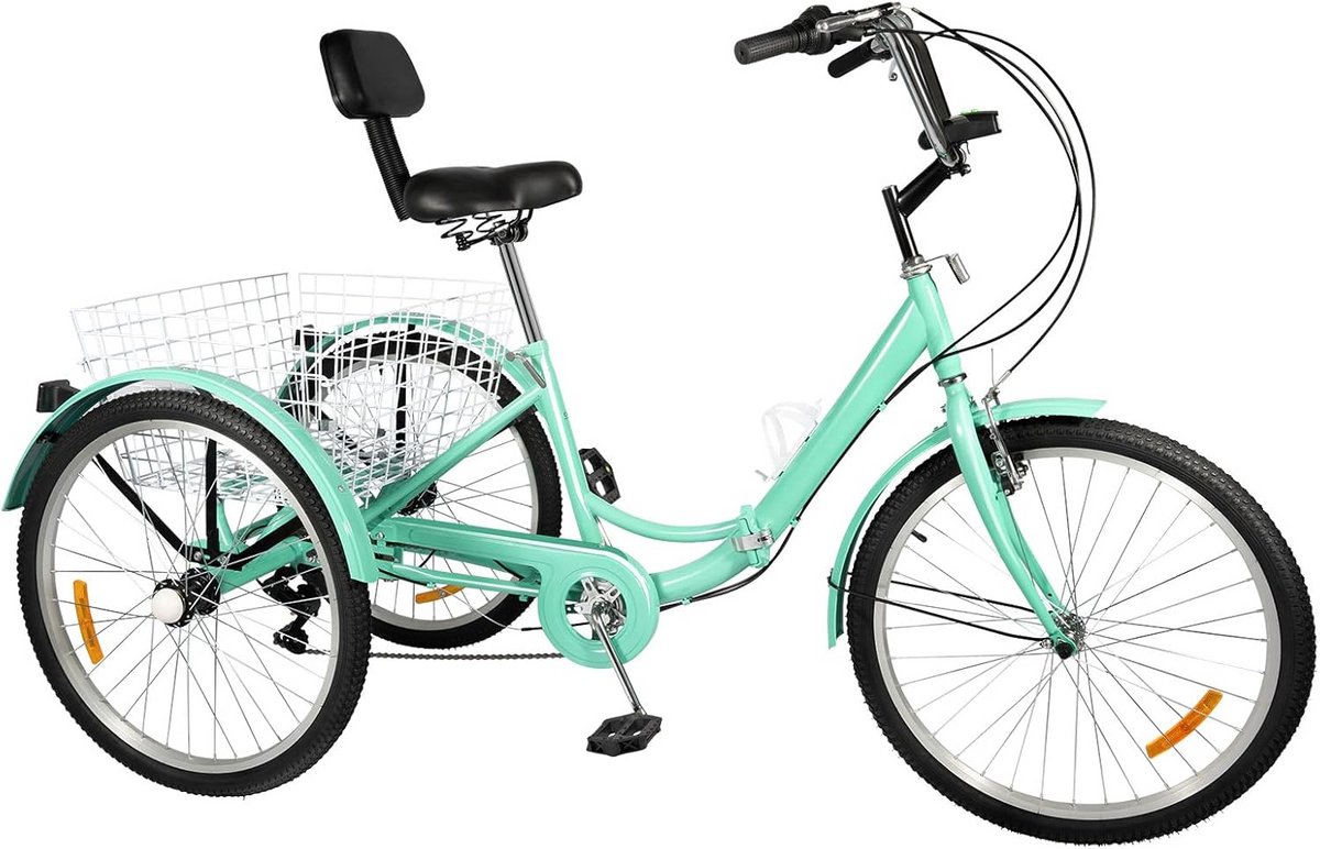 3-Wieler Fiets voor Volwassenen 24 Inch 7 Versnellingen met Mand en Verlichting Driewieler kopen online